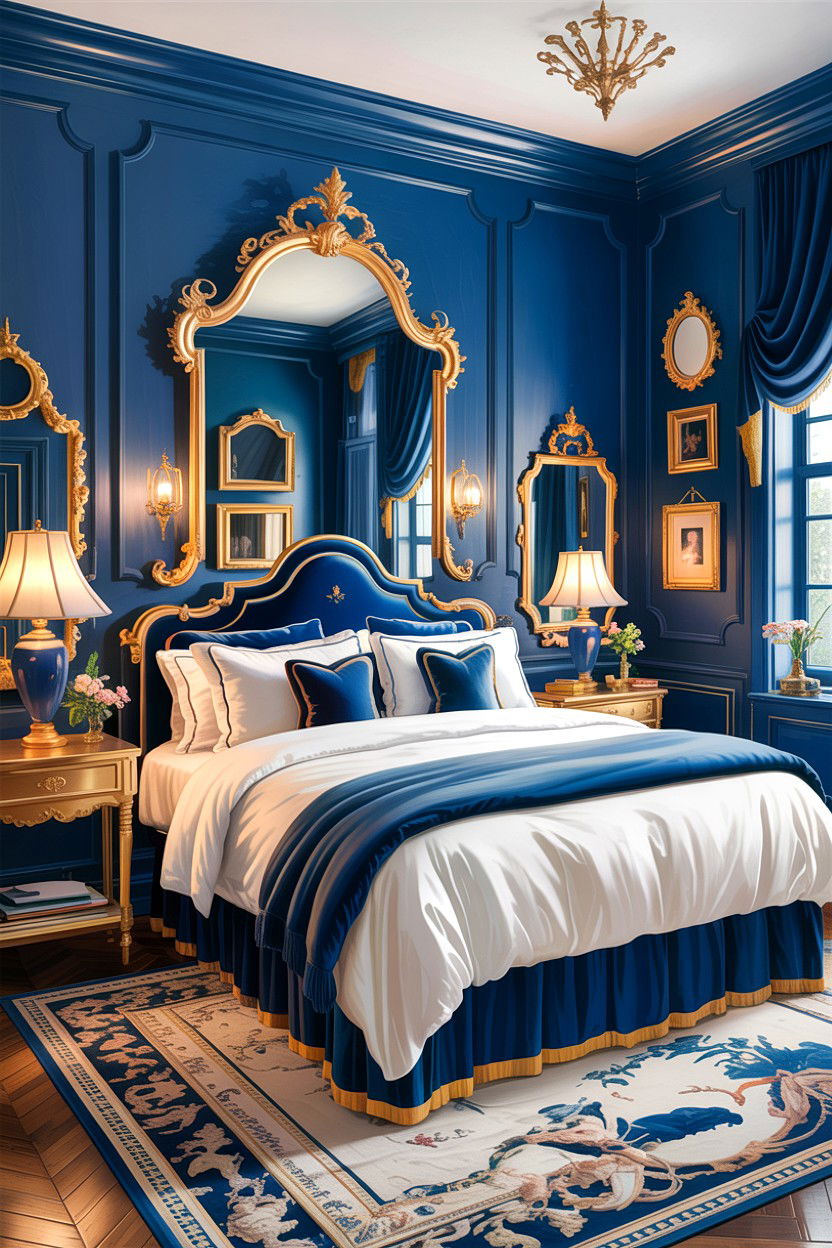 Blue And Gold Luxury Bedroom - 30 traditional blue bedroom ideas