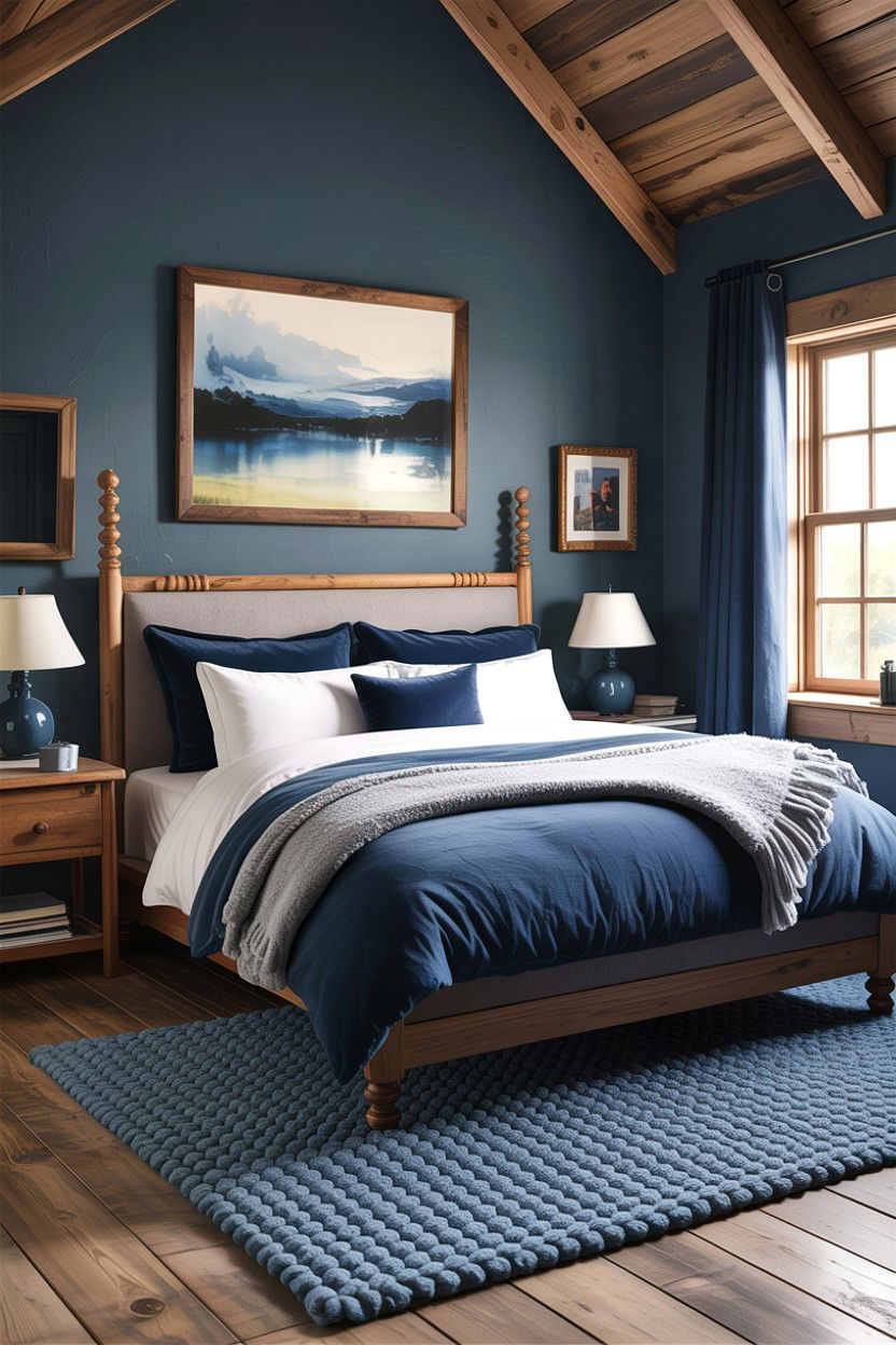 Blue And Gray Rustic Bedroom - 30 rustic blue bedroom ideas