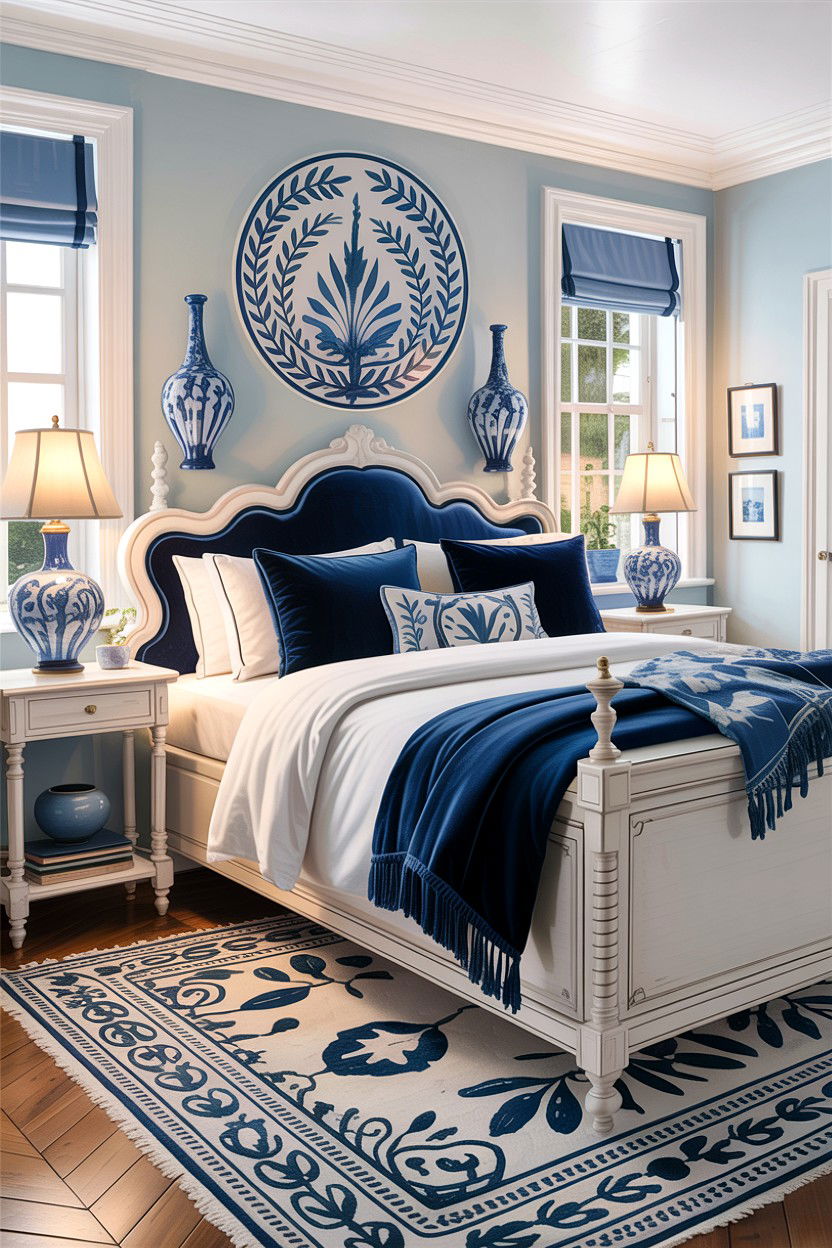 Blue And White Bedroom - 30 Turkish bedroom ideas