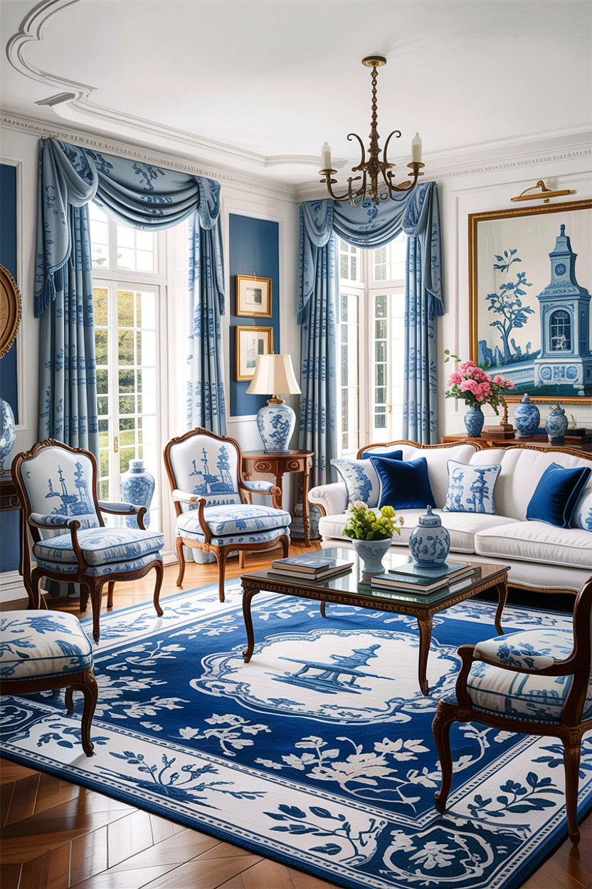Blue And White French Living Room - 30 French living room ideas