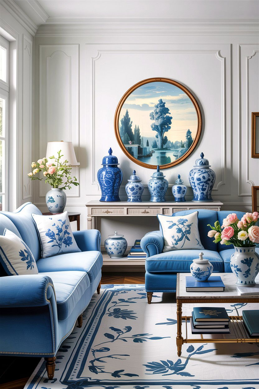 Blue And White Living Room - 30 New England living room ideas