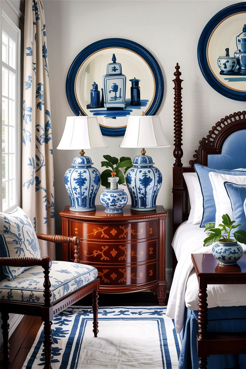 Blue And White Porcelain Decor - 30 British colonial bedroom ideas