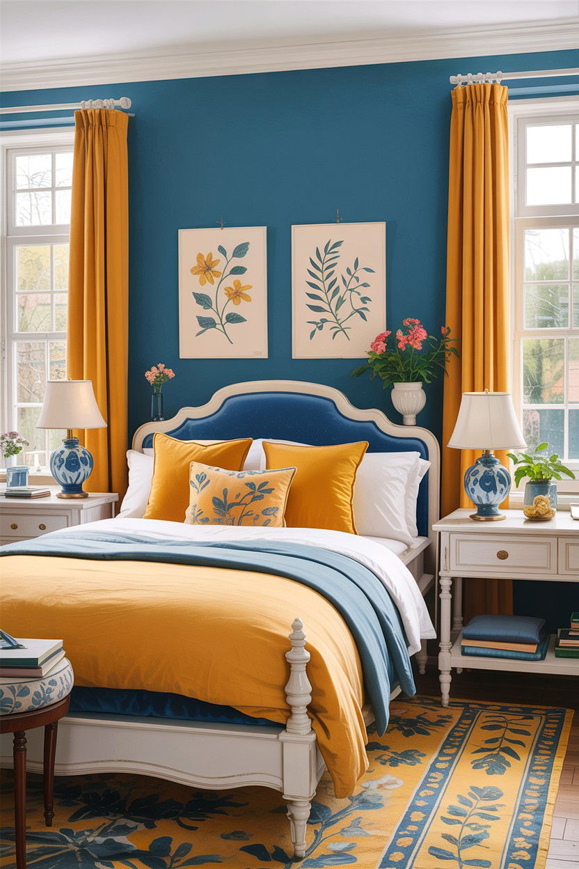 Blue And Yellow Traditional Bedroom - 30 traditional blue bedroom ideas