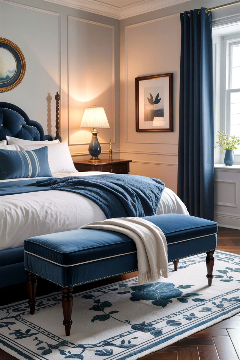 Blue Bedroom Bench - 30 bedroom upholstered benches