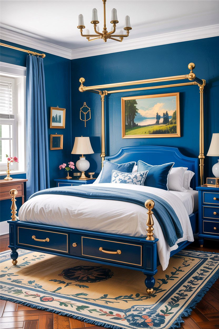 Blue Bedroom Brass Hardware - 30 traditional blue bedroom ideas