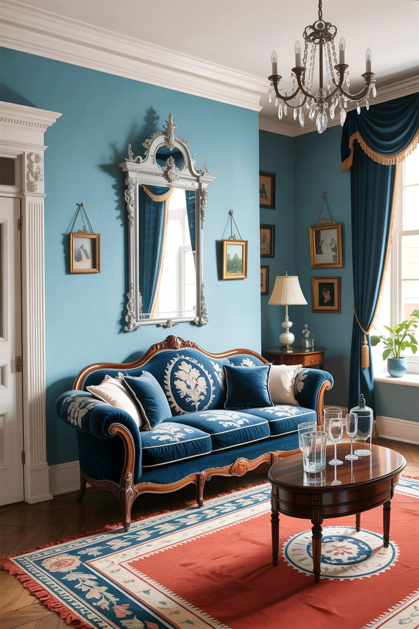 Blue Edwardian living room - 30 Edwardian living room ideas