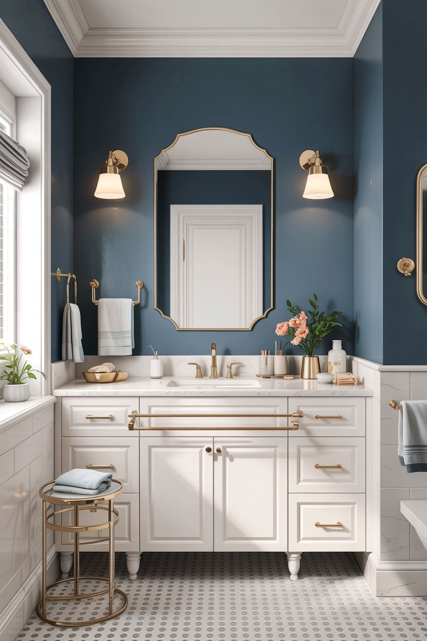Blue Gray Bathroom Gold Finishes - 30 gray and gold bathroom ideas