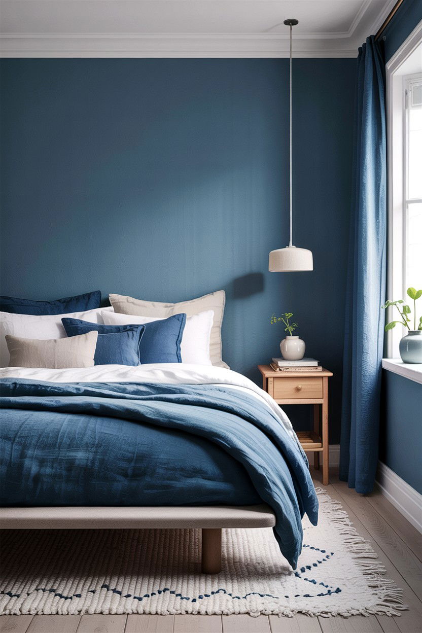 Blue Linen Scandinavian Bedroom - 30 scandinavian blue bedroom ideas