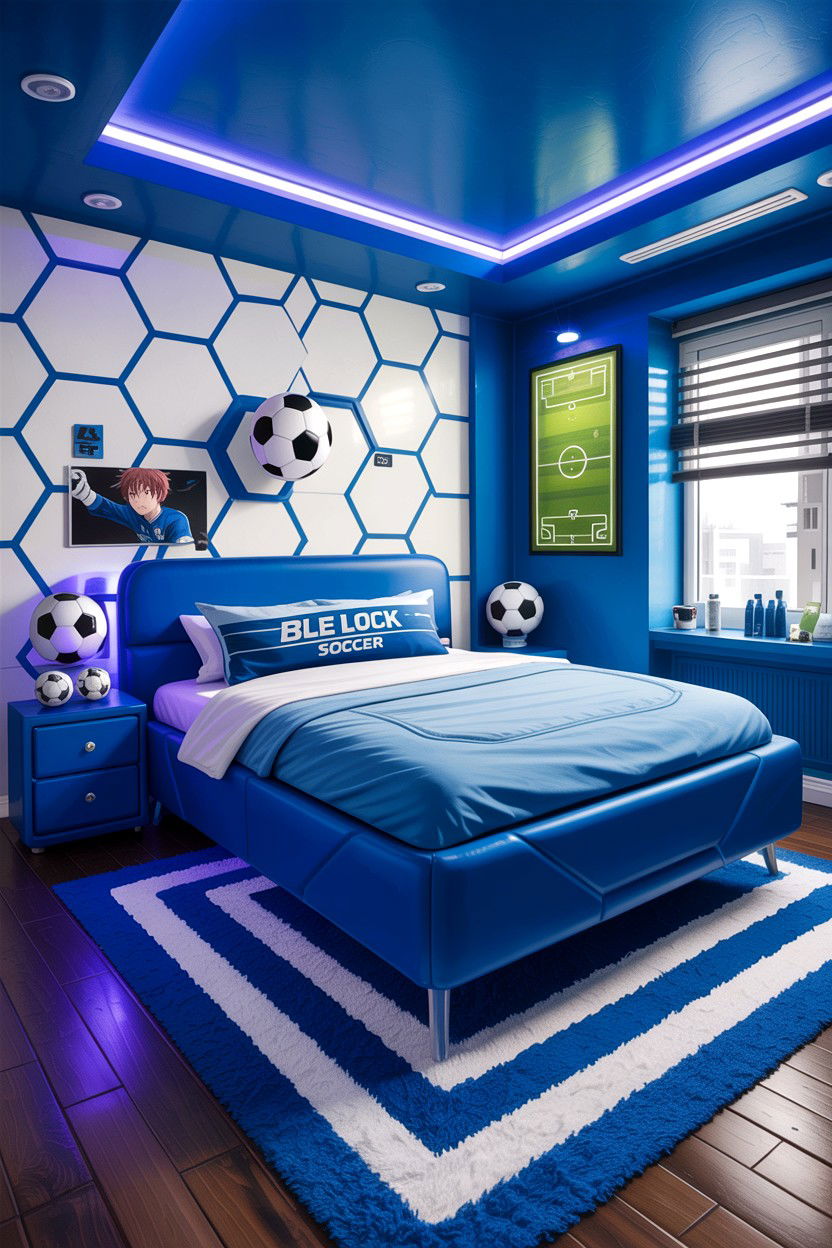 Blue Lock soccer room - 30 anime bedroom ideas