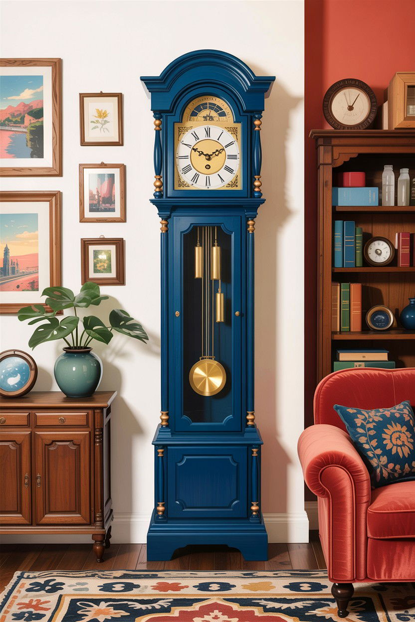 Blue Painted Grandfather Clock - 30 living room grandfather clocks