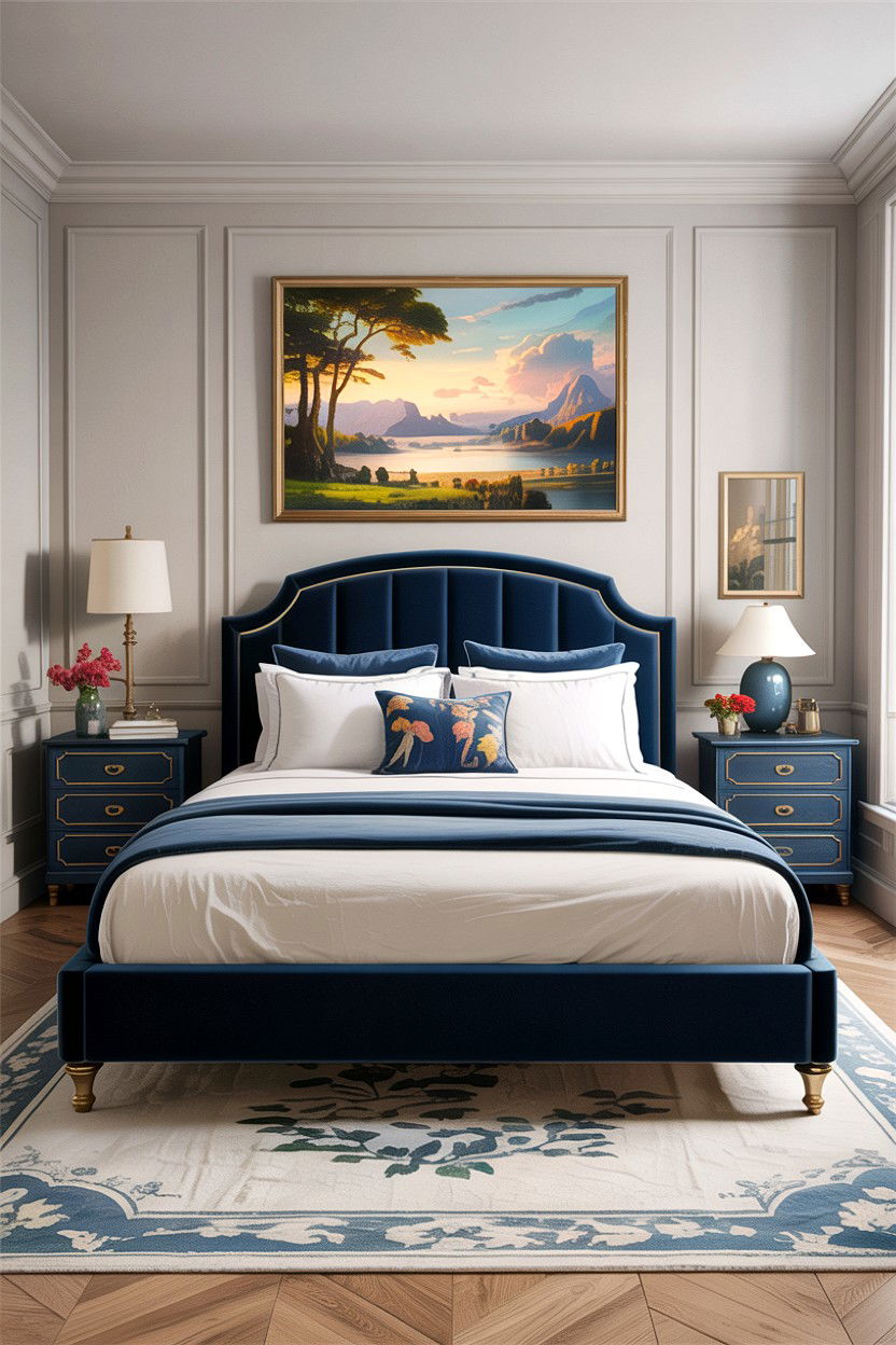 Blue Panel Bed - 30 bedroom panel beds