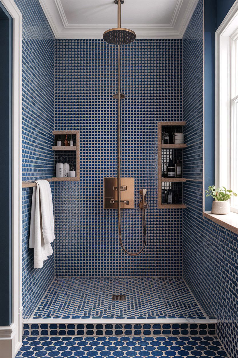 Blue Penny Tile Bathroom - 30 cobalt blue bathroom ideas