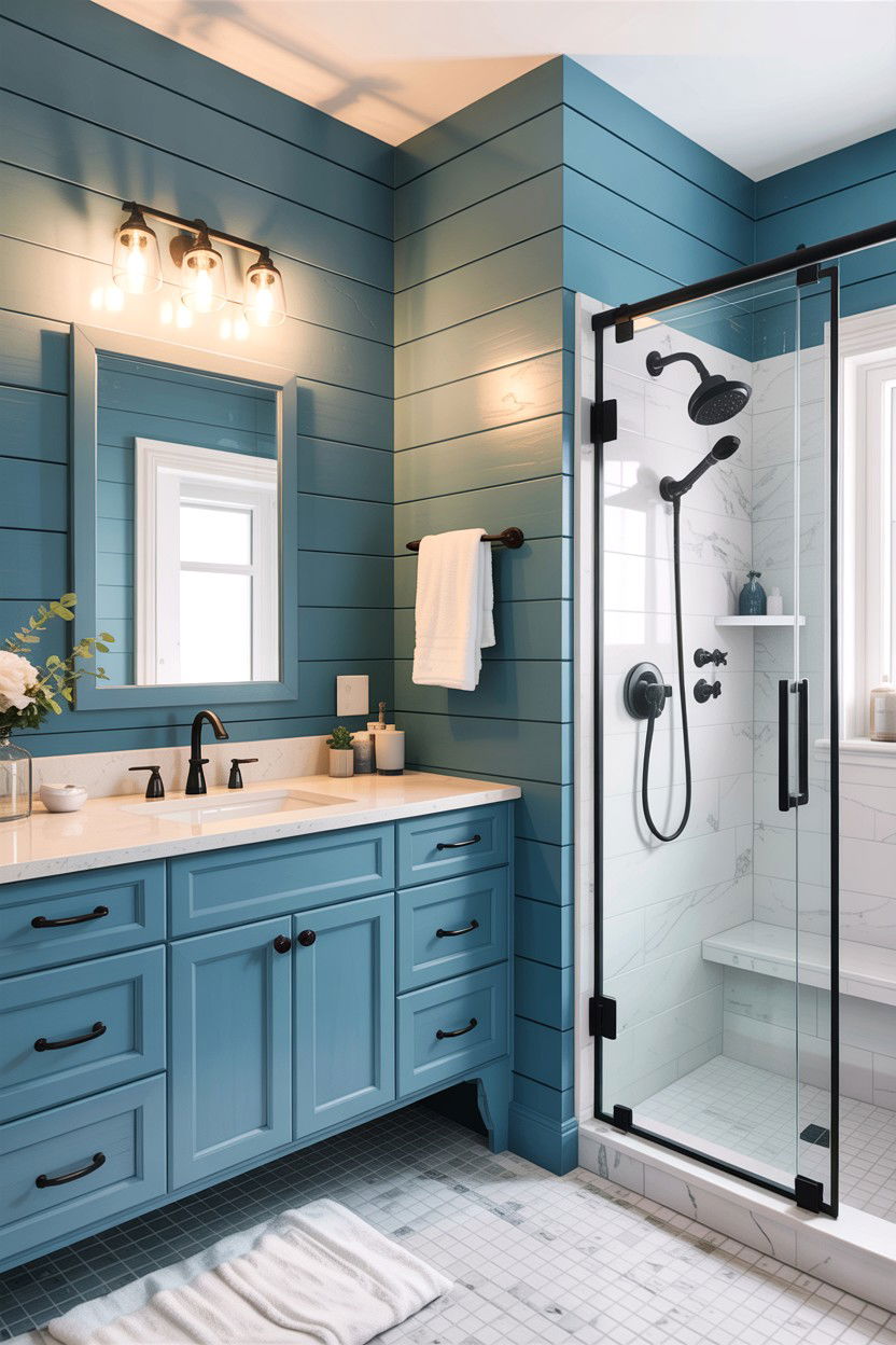 Blue Shiplap Bathroom - 30 light blue bathroom ideas