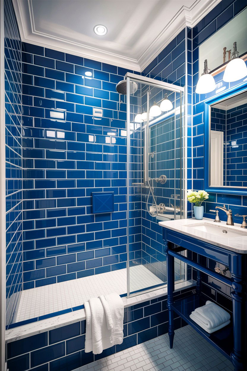 Blue Subway Tile Bathroom - 30 cobalt blue bathroom ideas