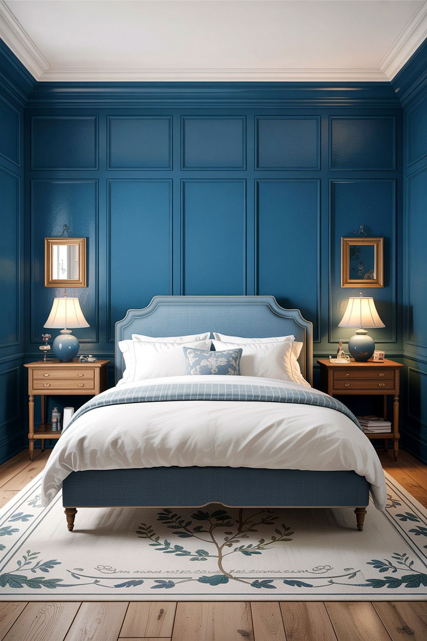 Blue Wainscoting Bedroom - 30 traditional blue bedroom ideas