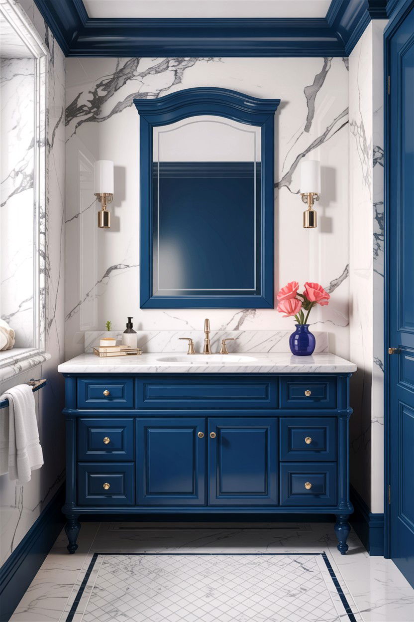 Blue White Marble Bathroom - 30 cobalt blue bathroom ideas