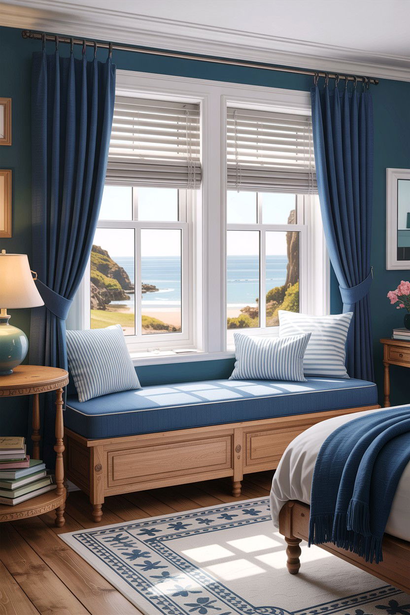 Blue Window Bench - 30 bedroom window benches