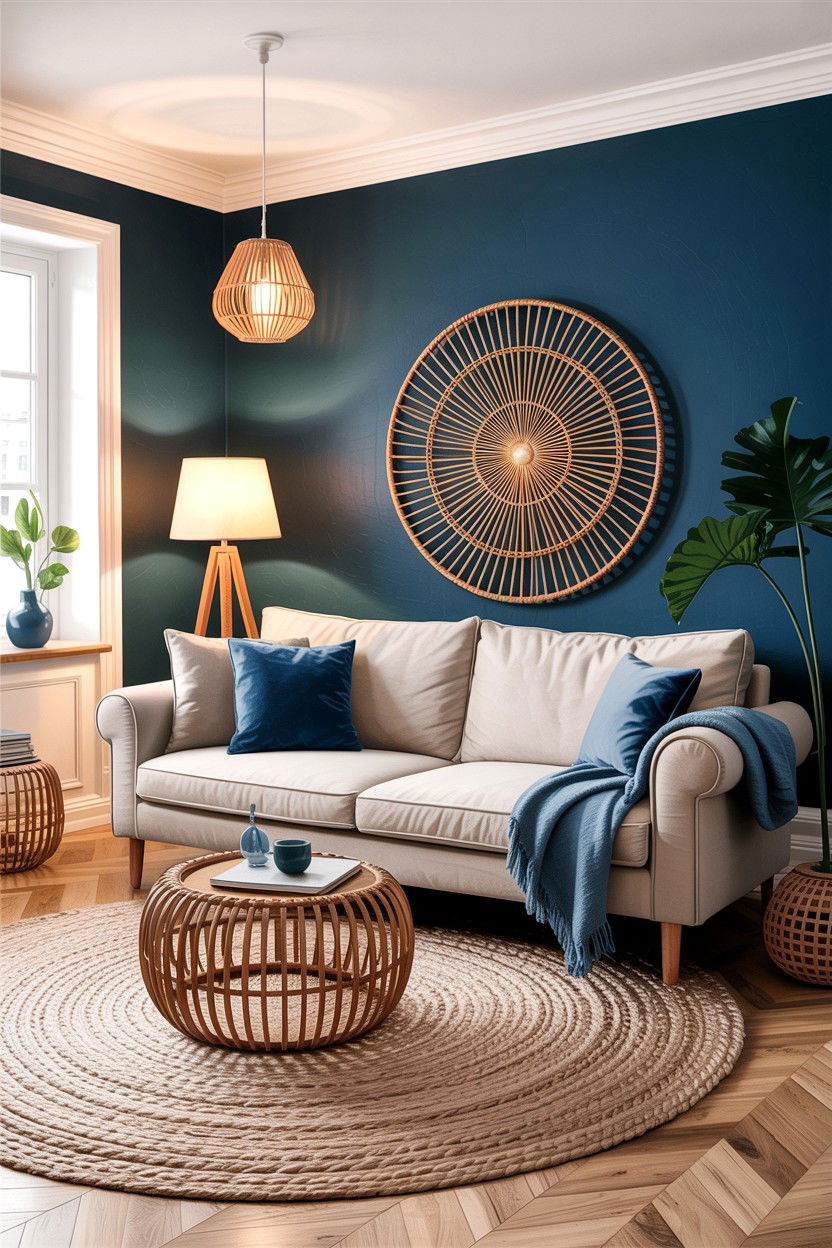 Blue and beige scandinavian living room - 30 scandinavian blue living room ideas