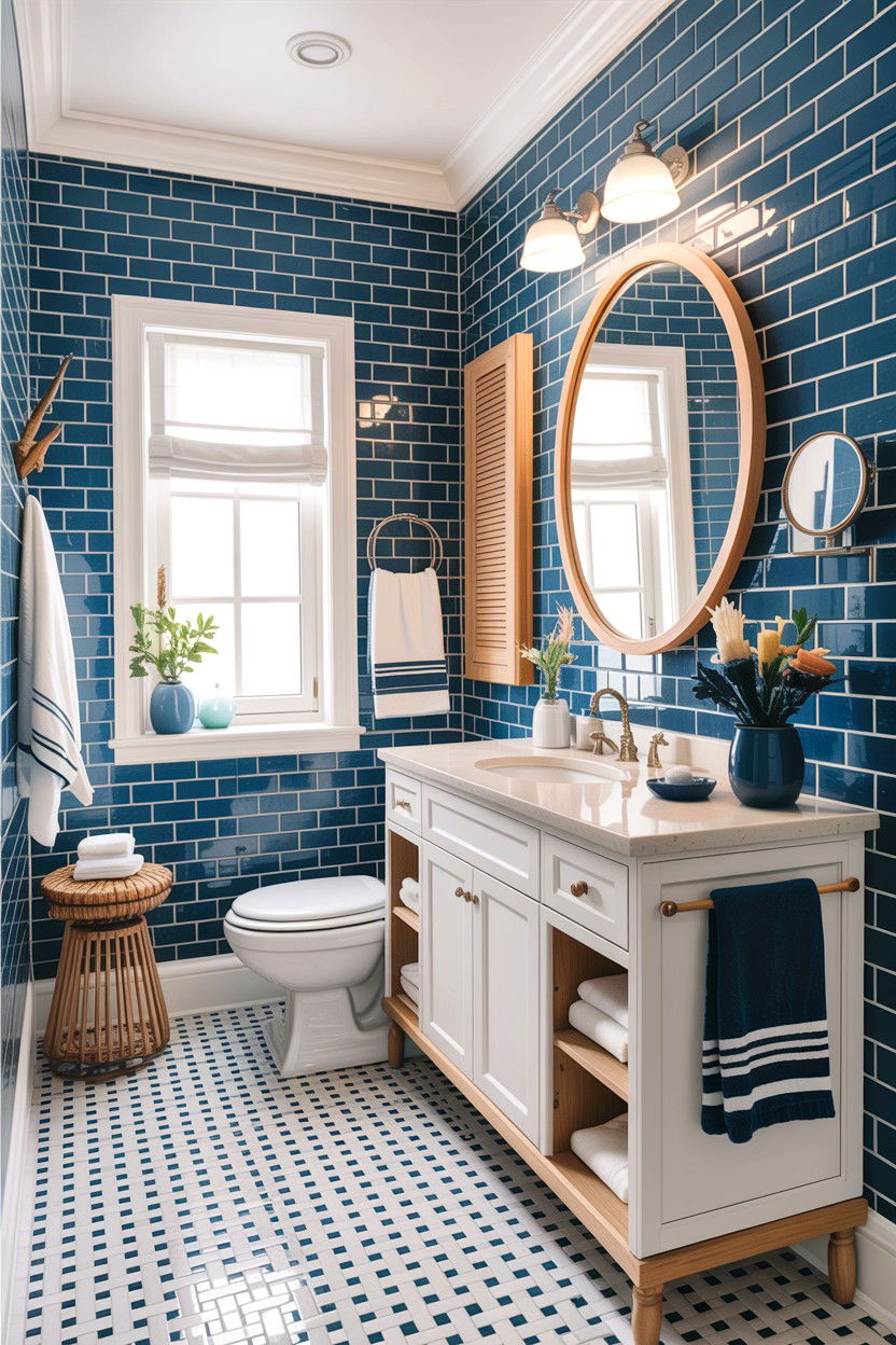 Blue and white basketweave tile - 30 basketweave pattern bathroom ideas