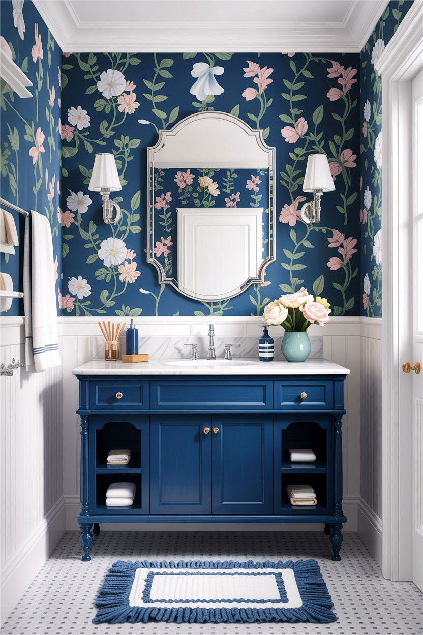 Blue and white bathroom - 30 colonial bathroom ideas