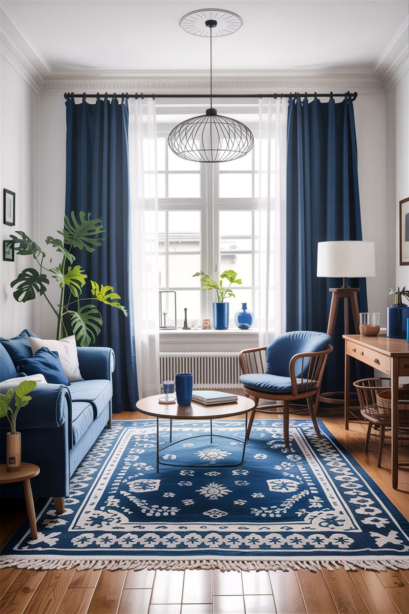 Blue and white scandinavian living room - 30 scandinavian blue living room ideas