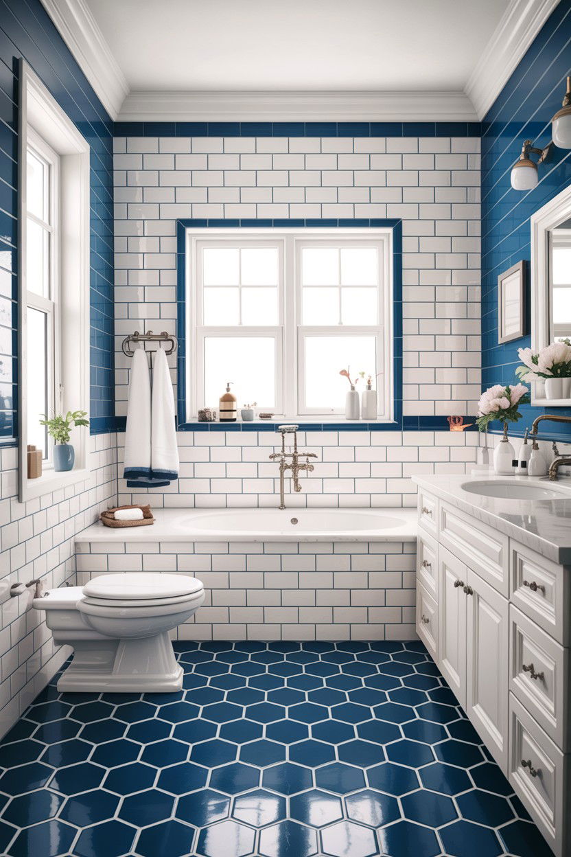 Blue and white tile - 30 Jack and Jill bathroom ideas