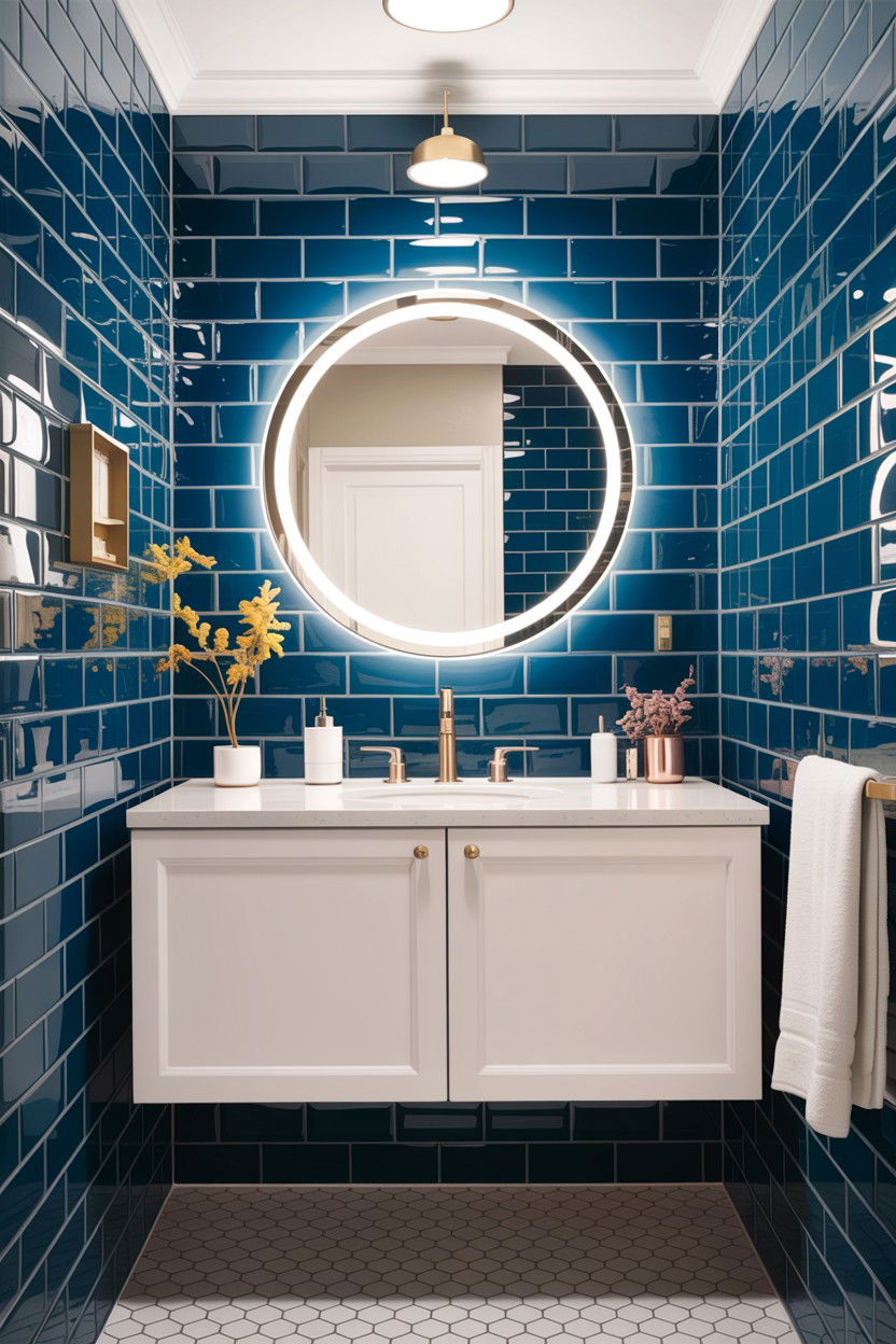Blue bathroom tile - 30 bathroom accent wall ideas