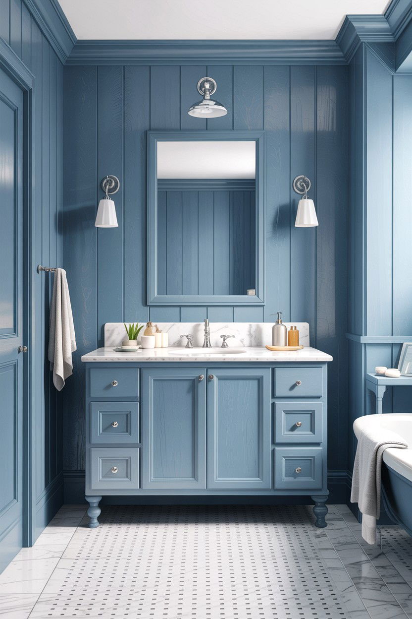 Blue board and batten bathroom - 30 bathroom board and batten ideas