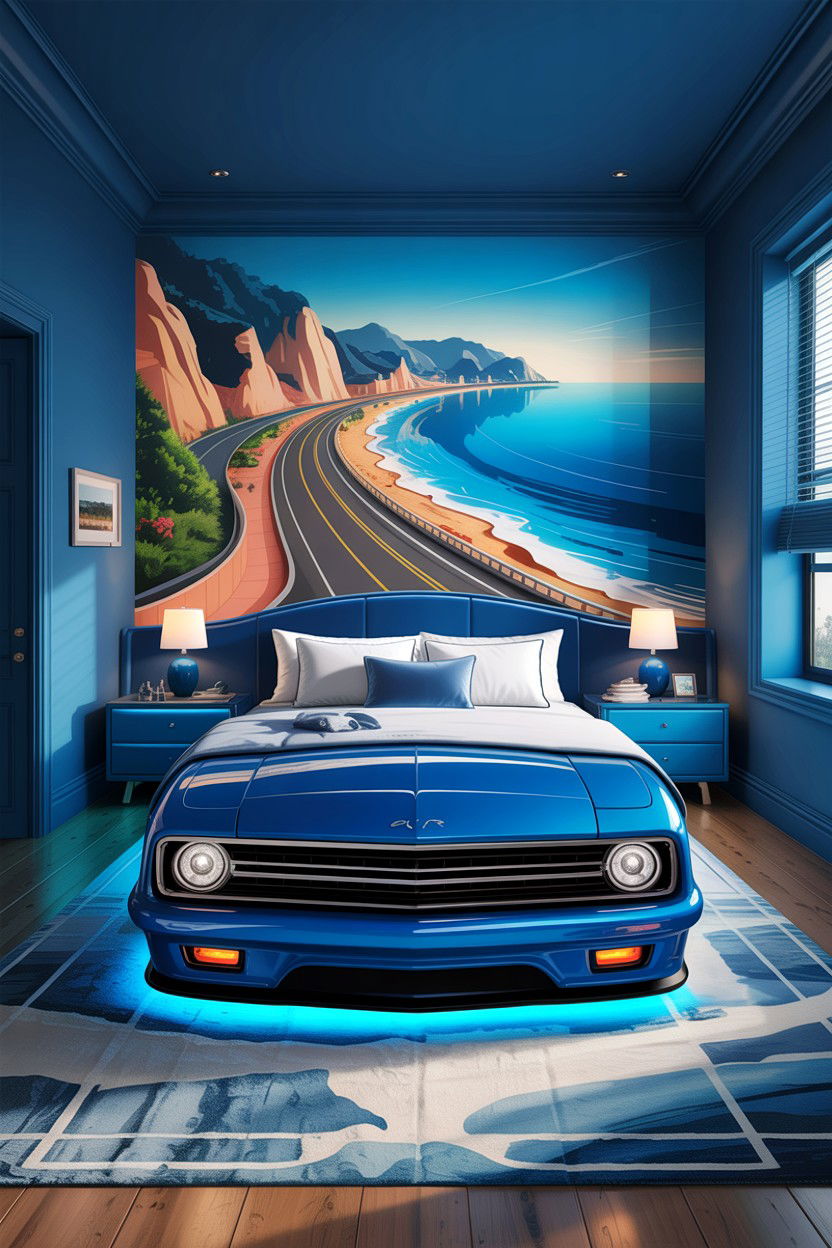 Blue car bedroom - 30 car themed bedroom ideas