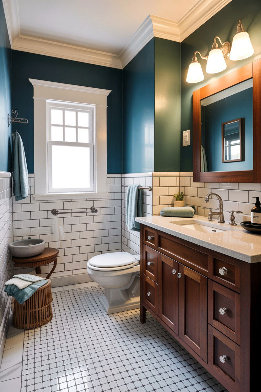 Blue craftsman bathroom - 30 craftsman bathroom ideas