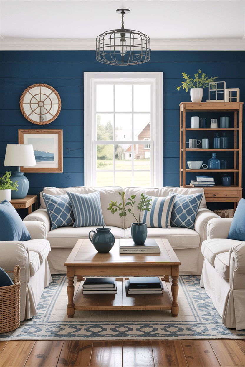 Blue farmhouse living room - 30 farmhouse living room ideas