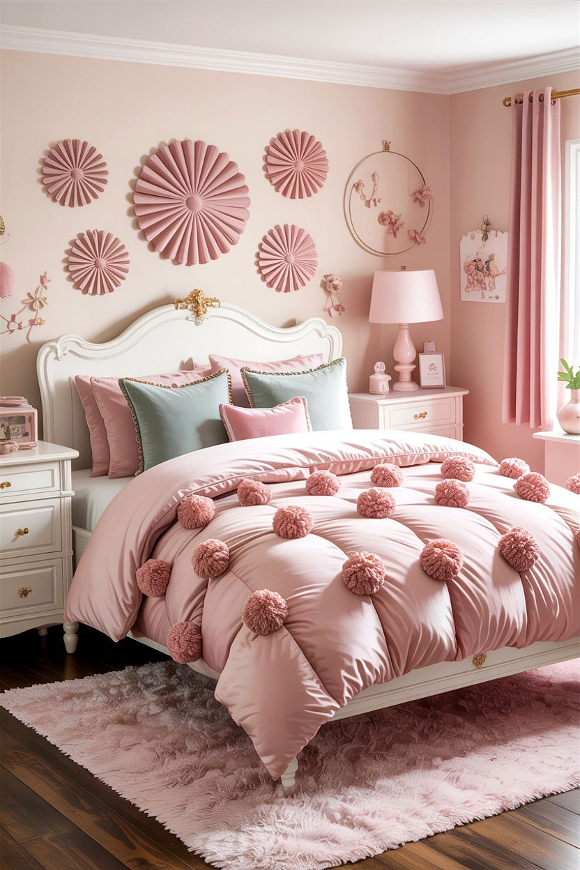 Blush Pink Pom Pom Comforter - 30 bedroom comforter sets