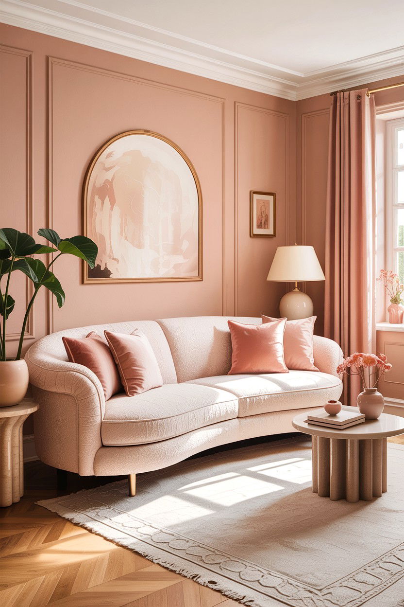 Blush pink and beige living room - 30 blush pink living room ideas