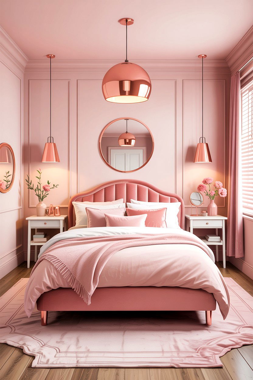 Blush pink and copper bedroom - 30 bedroom color schemes