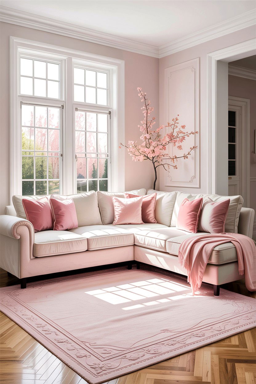 Blush pink and white living room - 30 blush pink living room ideas