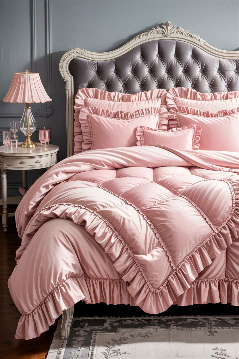 Blush pink ruffled comforter - 30 bedroom comforters