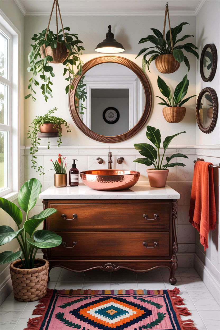 Bohemian Bathroom Copper Sink - 30 copper sink ideas