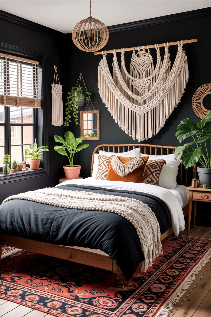Bohemian Black Bedroom - 30 all black bedroom ideas