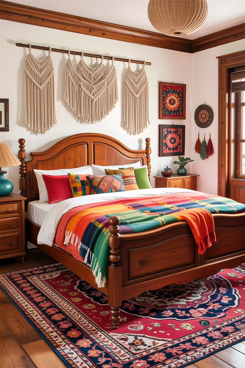 Bohemian Cherry Wood Bedroom - 30 bedroom cherry furniture ideas