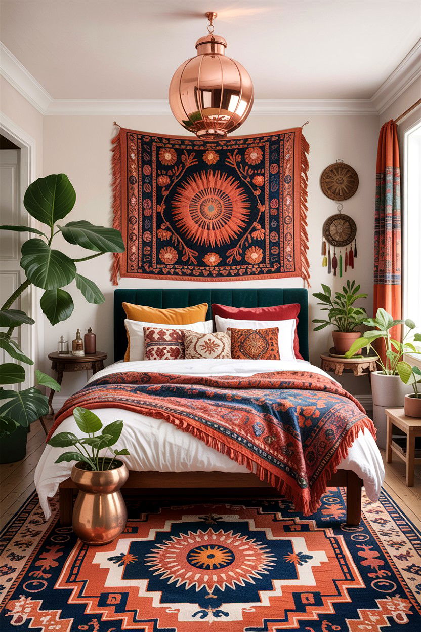 Bohemian Copper Bedroom - 30 copper accent bedroom ideas