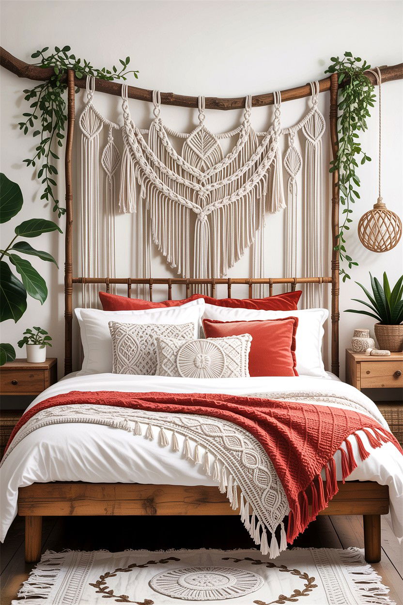 Bohemian Macrame Headboard - 30 bedroom headboard ideas