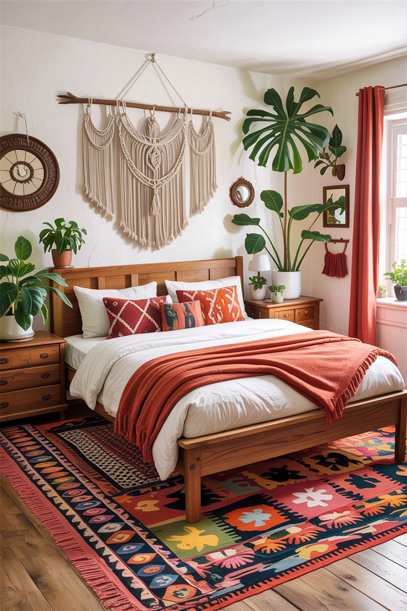 Bohemian Oak Bedroom Space - 30 bedroom oak furniture ideas