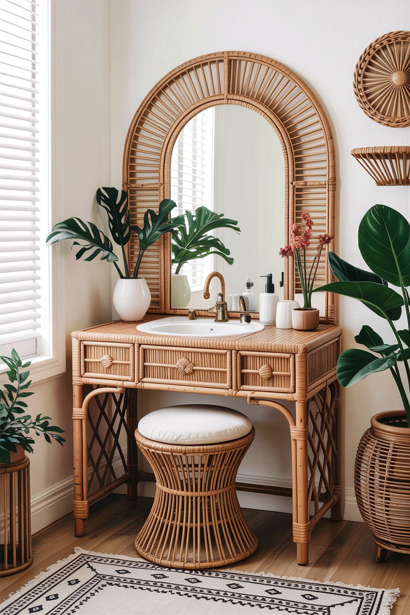 Bohemian Rattan Vanity - 30 bedroom vanity tables