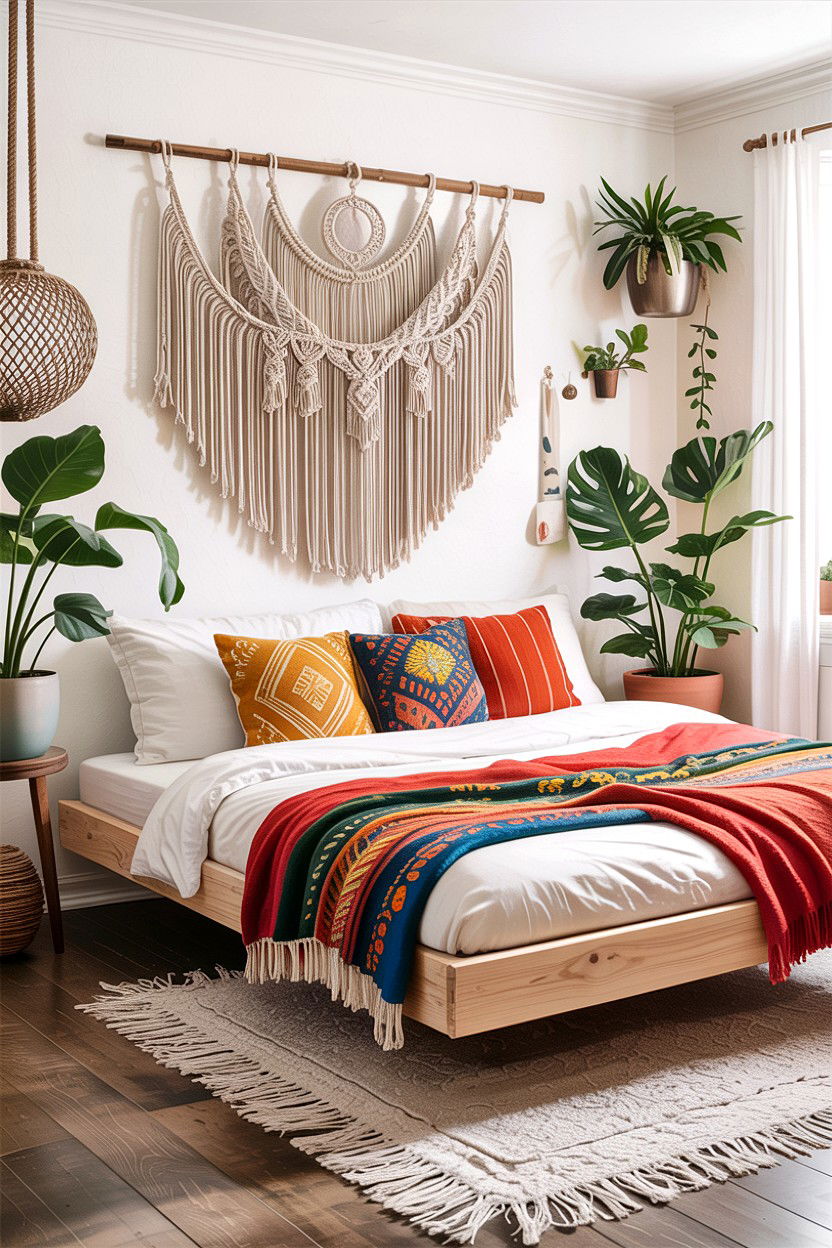 Bohemian Style Floating Bed - 30 bedroom floating bed ideas