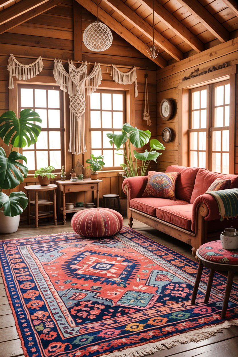 Bohemian cabin living room - 30 cabin living room ideas