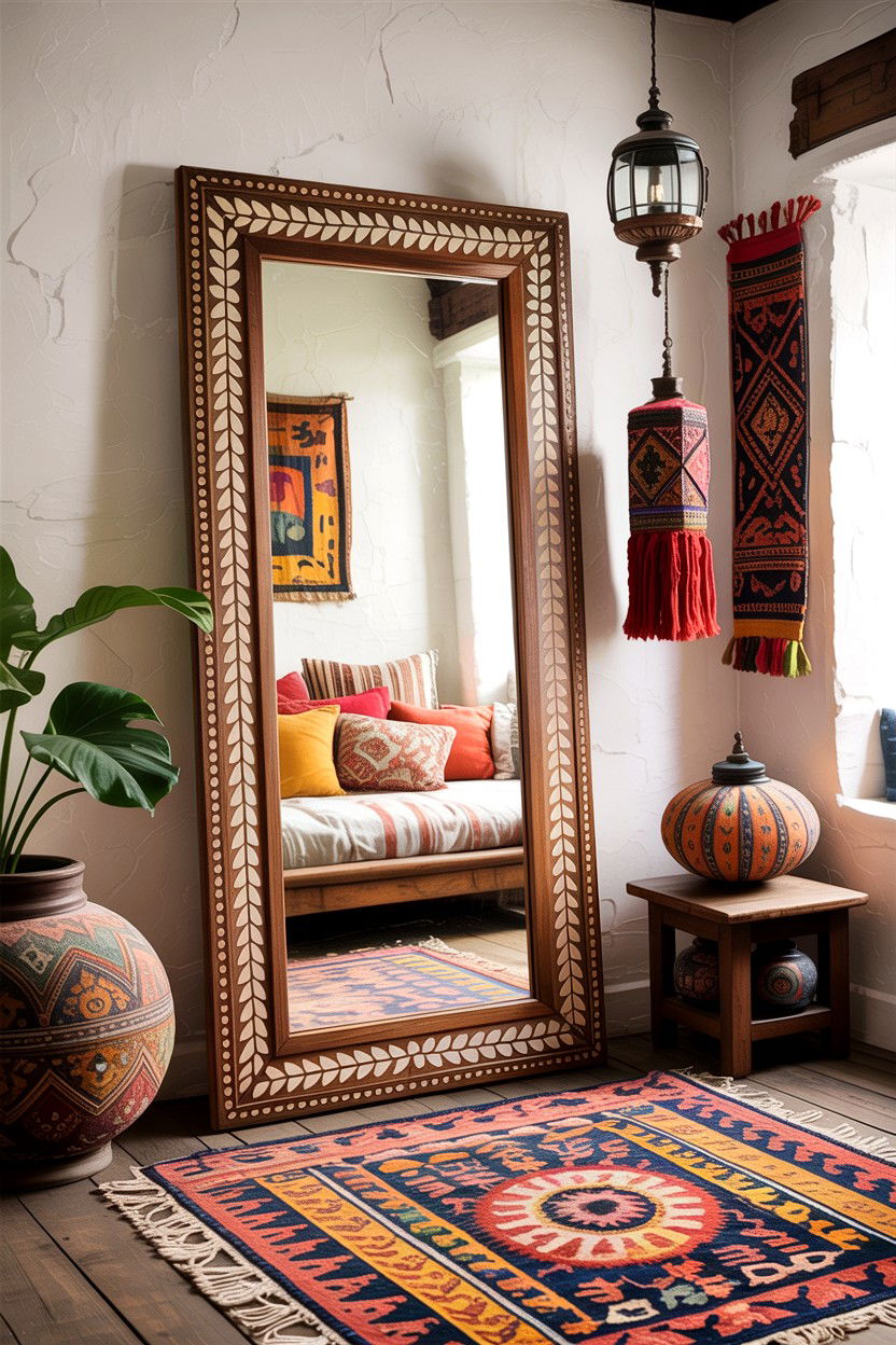 Bohemian floor mirror - 30 bedroom floor mirrors