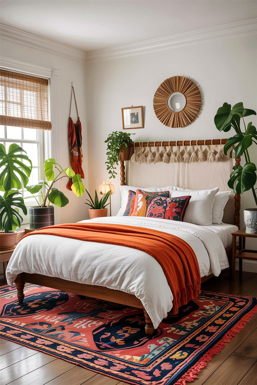 Bohemian linen headboard - 30 bedroom linen headboards