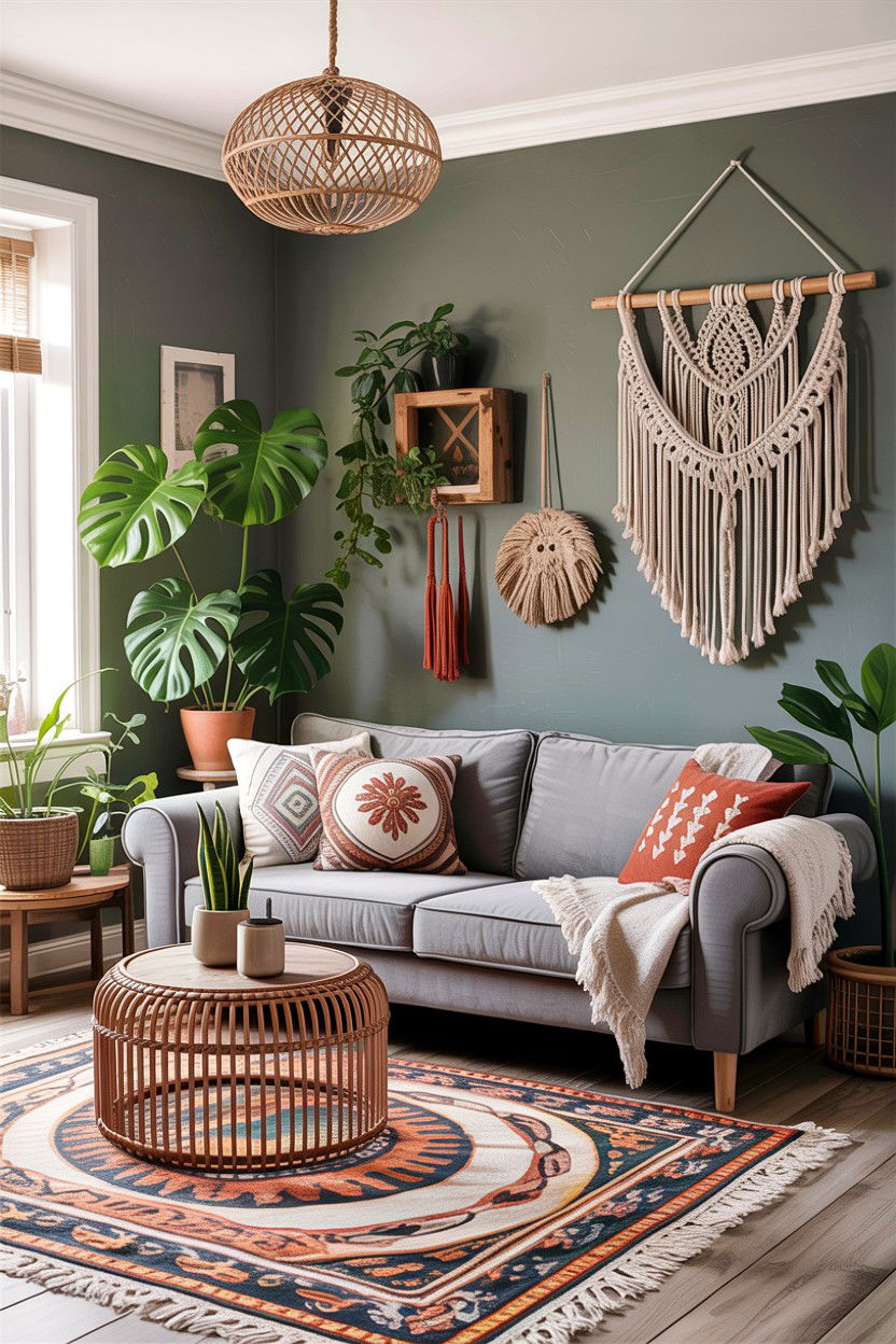 Bohemian rustic gray living room - 30 rustic gray living room ideas