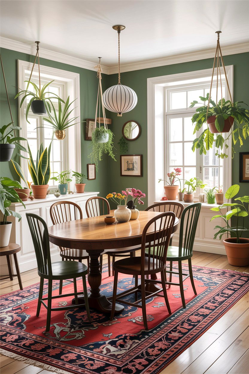 Bohemian sage dining room - 30 sage dining room ideas