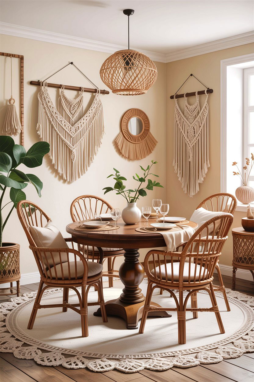Boho Cream Dining Room - 30 warm cream dining room ideas